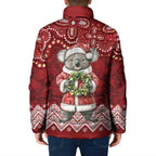 Here For A Koality Xmas Australia Abogirinal Padded Jacket Santa Koala - Aussie Hoodie