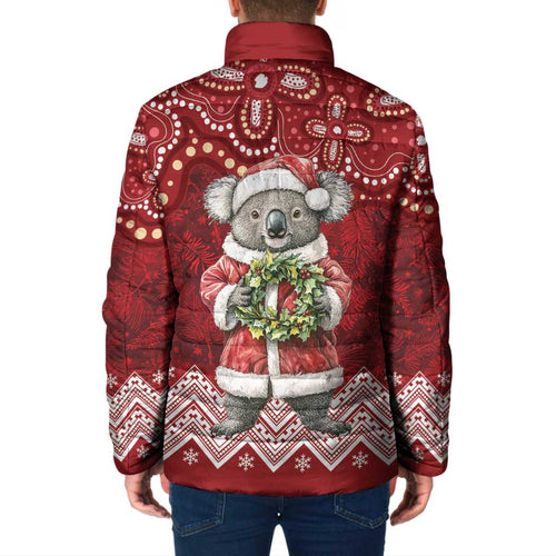 Here For A Koality Xmas Australia Abogirinal Padded Jacket Santa Koala - Aussie Hoodie
