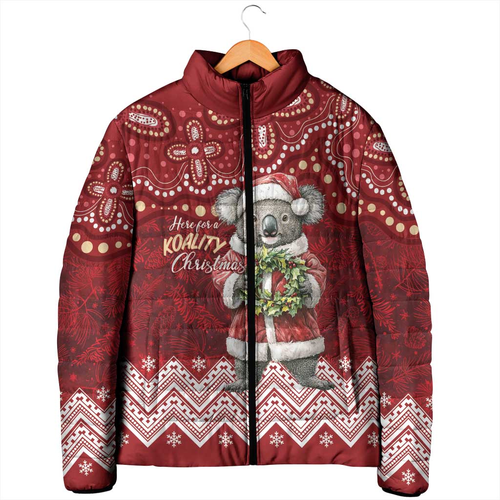 Here For A Koality Xmas Australia Abogirinal Padded Jacket Santa Koala - Aussie Hoodie