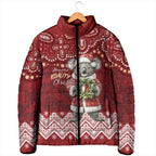 Here For A Koality Xmas Australia Abogirinal Padded Jacket Santa Koala - Aussie Hoodie