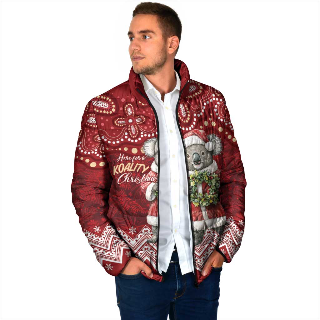 Here For A Koality Xmas Australia Abogirinal Padded Jacket Santa Koala - Aussie Hoodie