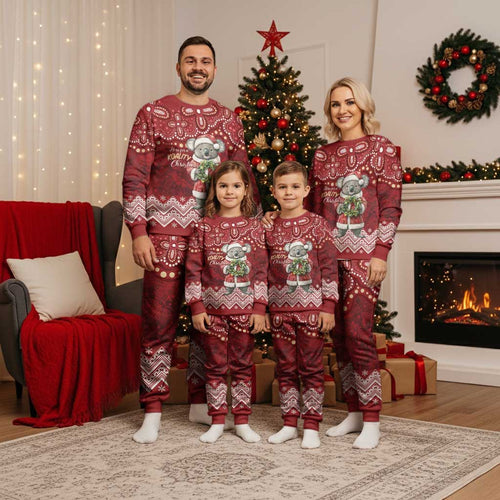 Here For A Koality Xmas Australia Abogirinal Christmas Pajama Set Santa Koala - Aussie Hoodie