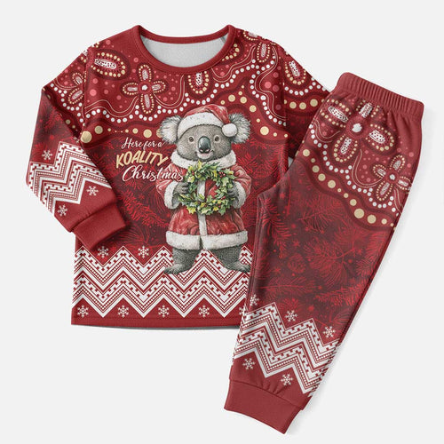 Here For A Koality Xmas Australia Abogirinal Christmas Pajama Set Santa Koala - Aussie Hoodie