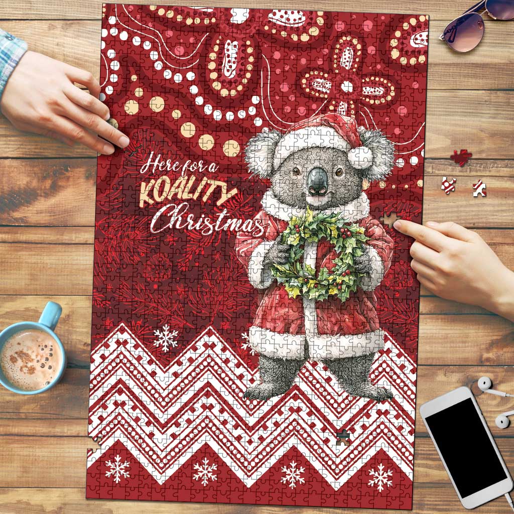 Here For A Koality Xmas Australia Abogirinal Puzzle Santa Koala - Aussie Hoodie