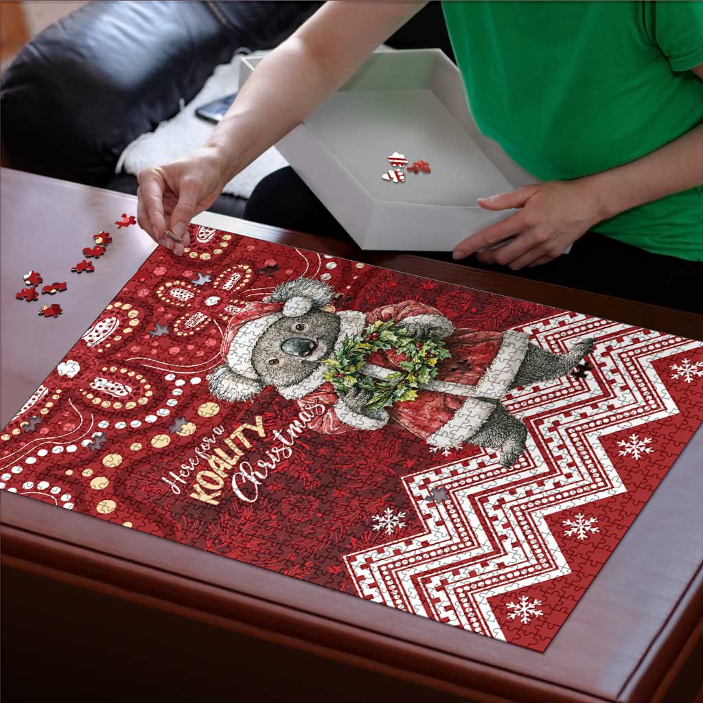Here For A Koality Xmas Australia Abogirinal Puzzle Santa Koala - Aussie Hoodie