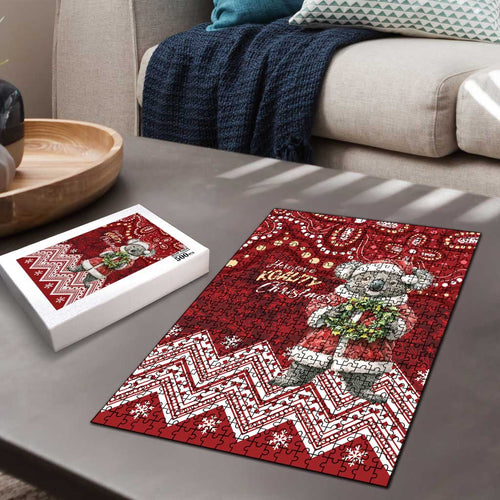 Here For A Koality Xmas Australia Abogirinal Puzzle Santa Koala - Aussie Hoodie