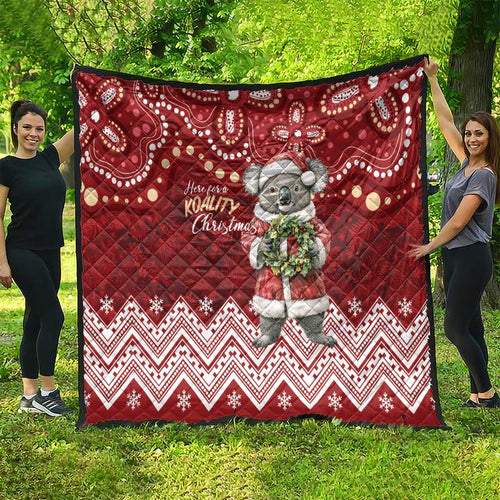Here For A Koality Xmas Australia Abogirinal Quilt Santa Koala - Aussie Hoodie