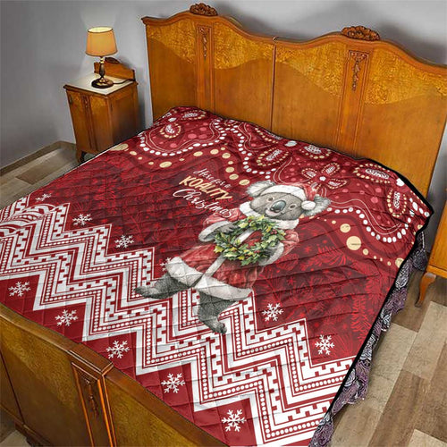 Here For A Koality Xmas Australia Abogirinal Quilt Santa Koala - Aussie Hoodie