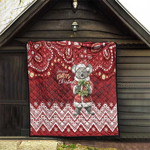 Here For A Koality Xmas Australia Abogirinal Quilt Santa Koala - Aussie Hoodie