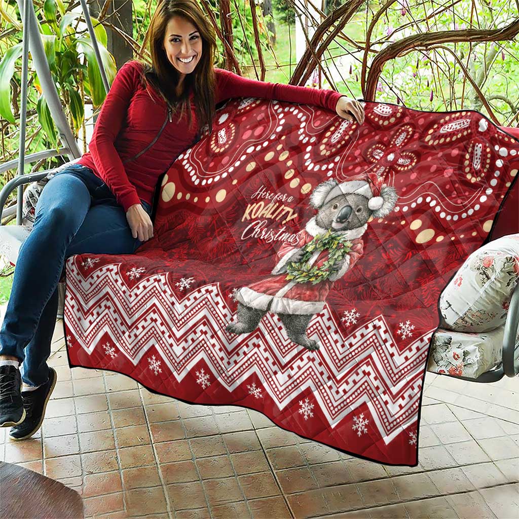 Here For A Koality Xmas Australia Abogirinal Quilt Santa Koala - Aussie Hoodie
