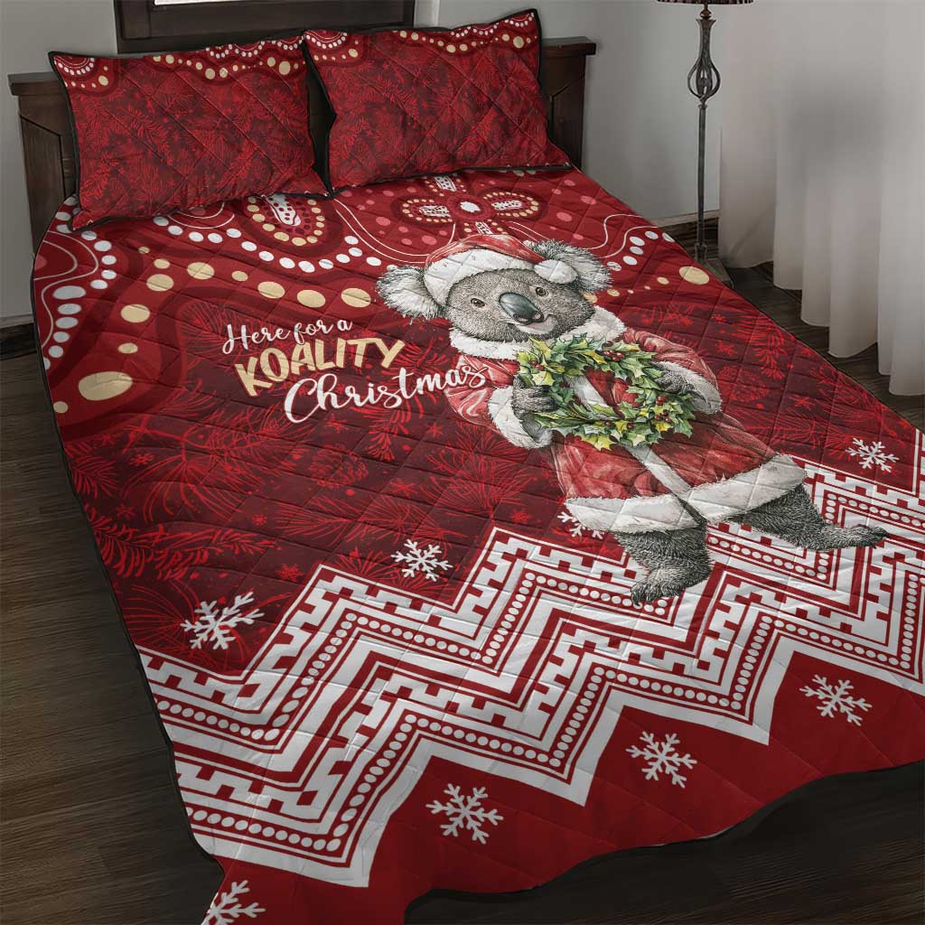 Here For A Koality Xmas Australia Abogirinal Quilt Bed Set Santa Koala - Aussie Hoodie