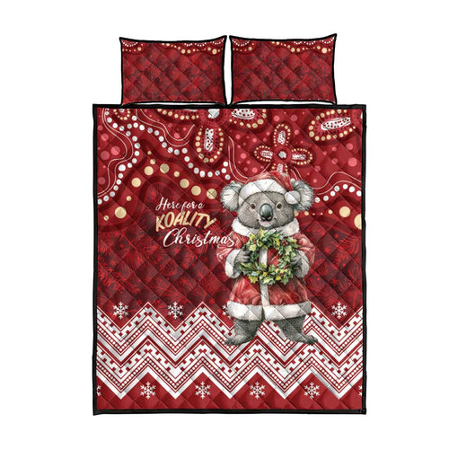 Here For A Koality Xmas Australia Abogirinal Quilt Bed Set Santa Koala - Aussie Hoodie
