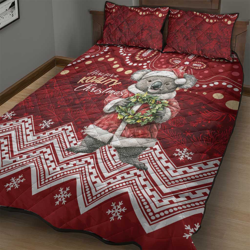 Here For A Koality Xmas Australia Abogirinal Quilt Bed Set Santa Koala - Aussie Hoodie