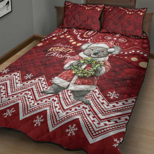 Here For A Koality Xmas Australia Abogirinal Quilt Bed Set Santa Koala - Aussie Hoodie