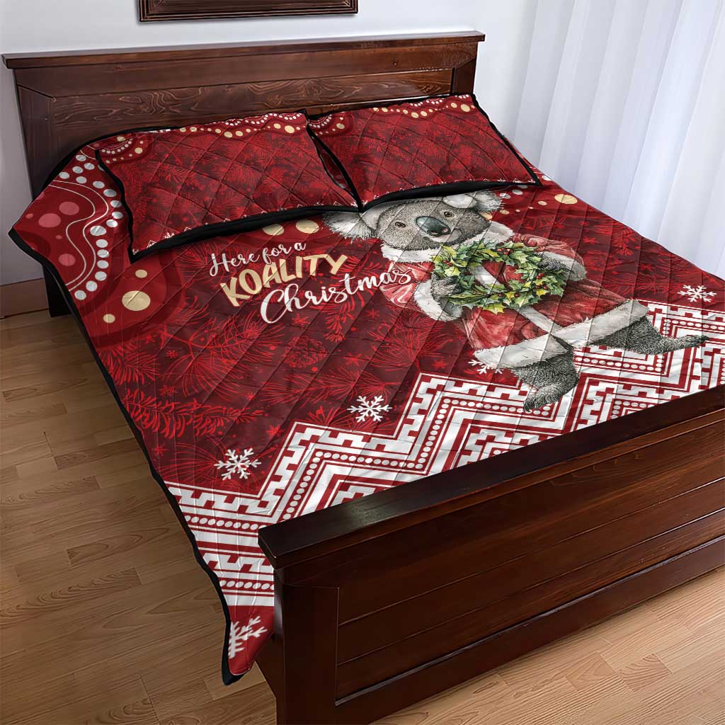 Here For A Koality Xmas Australia Abogirinal Quilt Bed Set Santa Koala - Aussie Hoodie