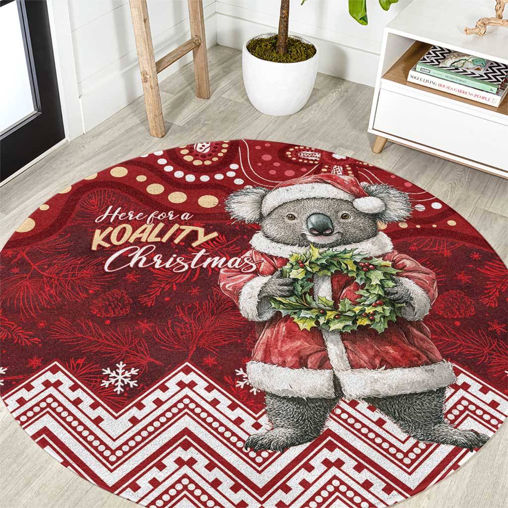 Here For A Koality Xmas Australia Abogirinal Round Carpet Santa Koala - Aussie Hoodie