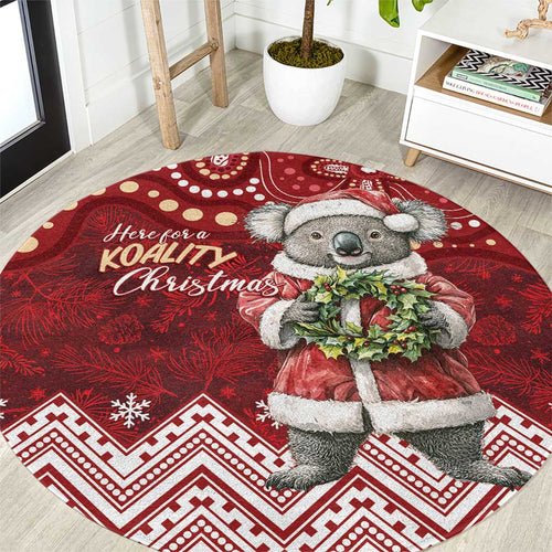 Here For A Koality Xmas Australia Abogirinal Round Carpet Santa Koala - Aussie Hoodie