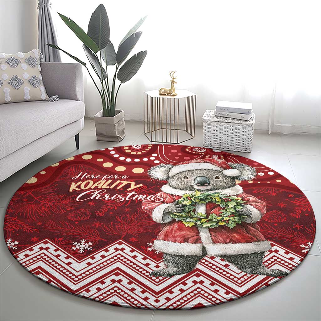 Here For A Koality Xmas Australia Abogirinal Round Carpet Santa Koala - Aussie Hoodie