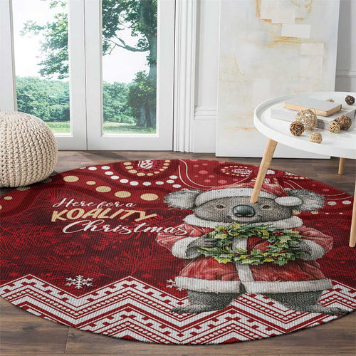 Here For A Koality Xmas Australia Abogirinal Round Carpet Santa Koala - Aussie Hoodie