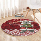 Here For A Koality Xmas Australia Abogirinal Round Carpet Santa Koala - Aussie Hoodie