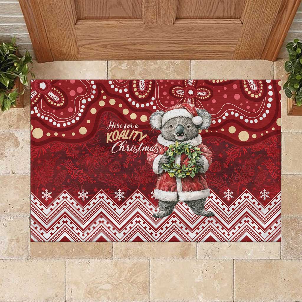Here For A Koality Xmas Australia Abogirinal Rubber Doormat Santa Koala - Aussie Hoodie