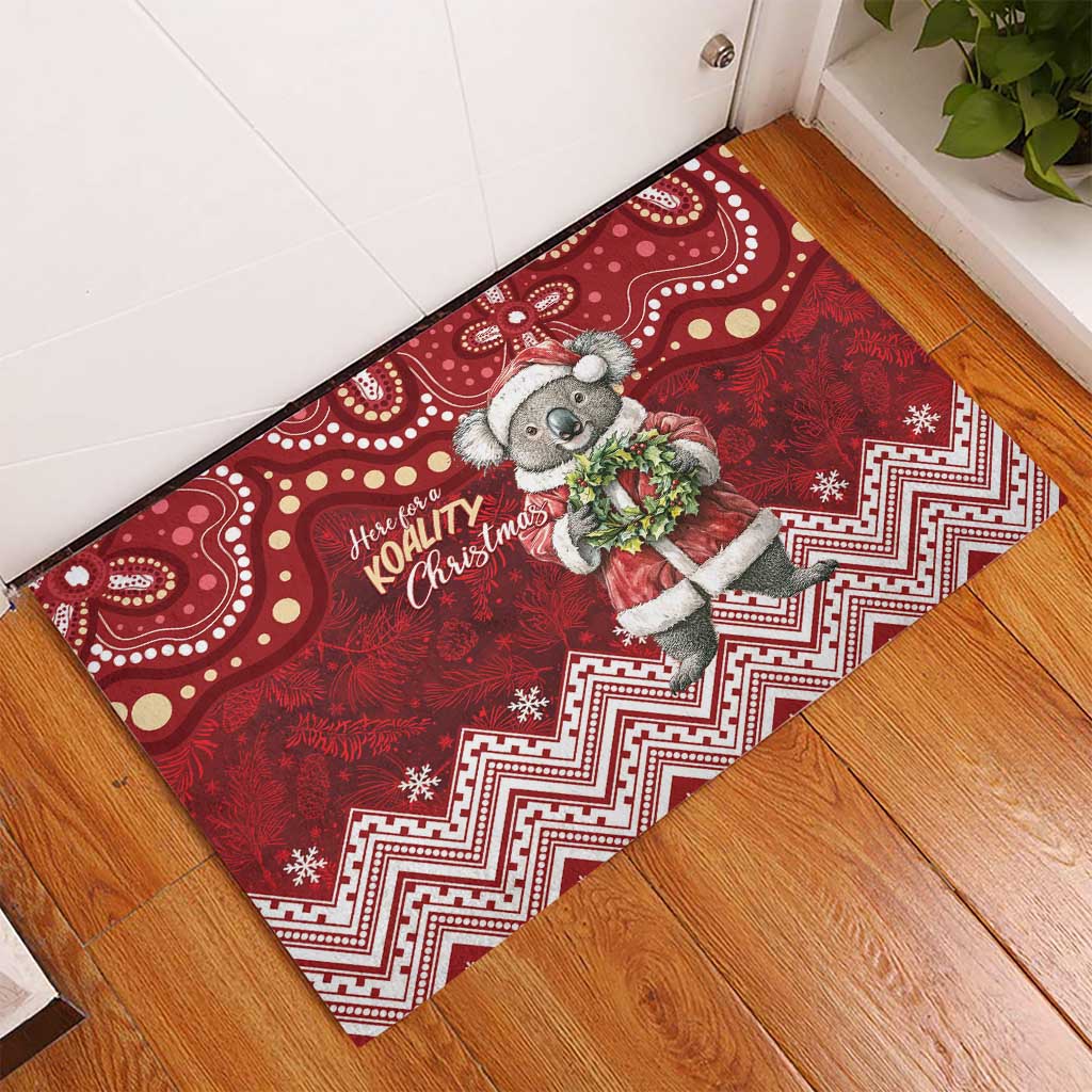 Here For A Koality Xmas Australia Abogirinal Rubber Doormat Santa Koala - Aussie Hoodie