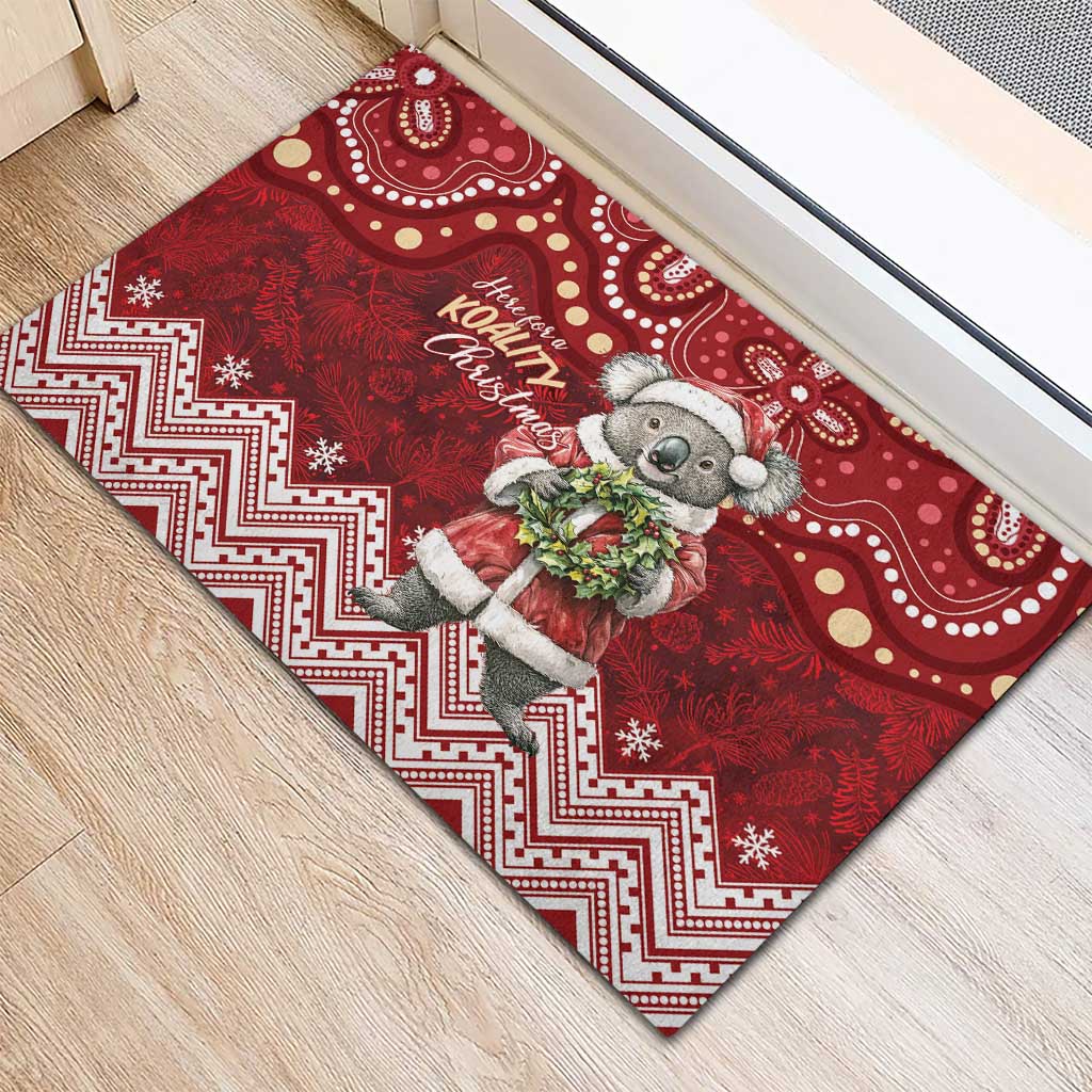 Here For A Koality Xmas Australia Abogirinal Rubber Doormat Santa Koala - Aussie Hoodie