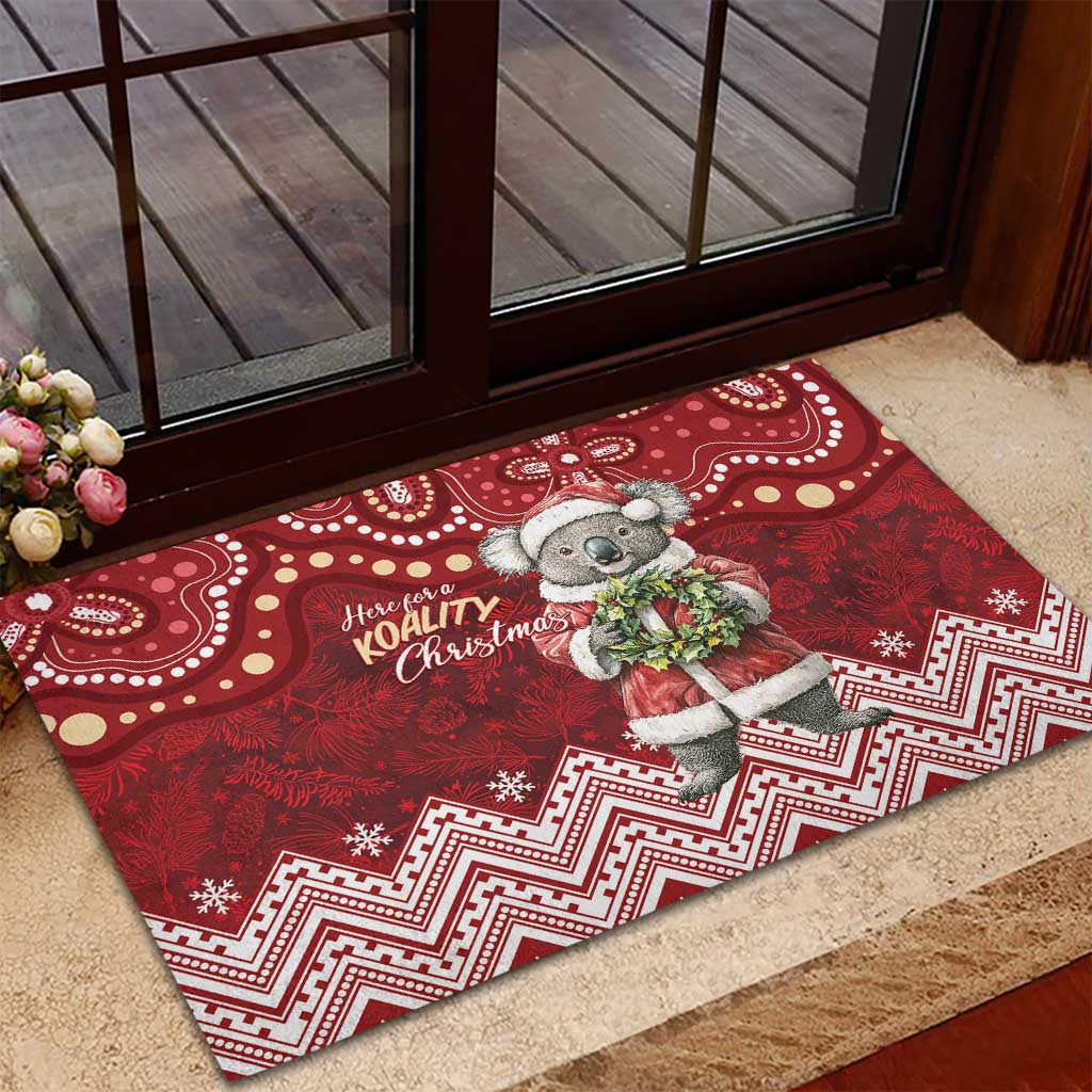 Here For A Koality Xmas Australia Abogirinal Rubber Doormat Santa Koala - Aussie Hoodie