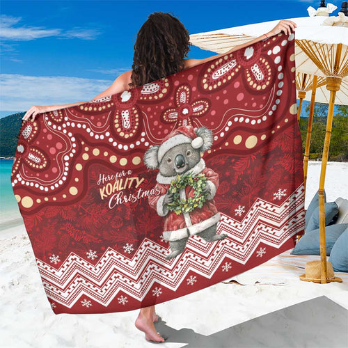 Here For A Koality Xmas Australia Abogirinal Sarong Santa Koala - Aussie Hoodie