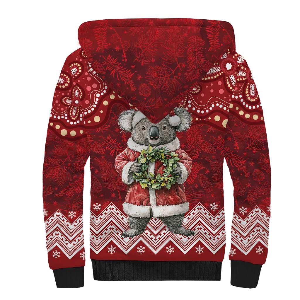 Here For A Koality Xmas Australia Abogirinal Sherpa Hoodie Santa Koala - Aussie Hoodie