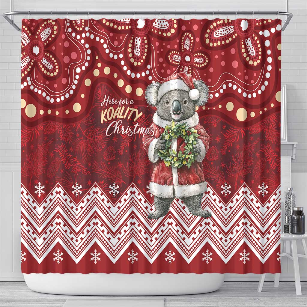 Here For A Koality Xmas Australia Abogirinal Shower Curtain Santa Koala - Aussie Hoodie