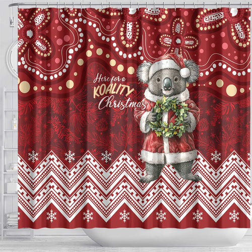 Here For A Koality Xmas Australia Abogirinal Shower Curtain Santa Koala - Aussie Hoodie