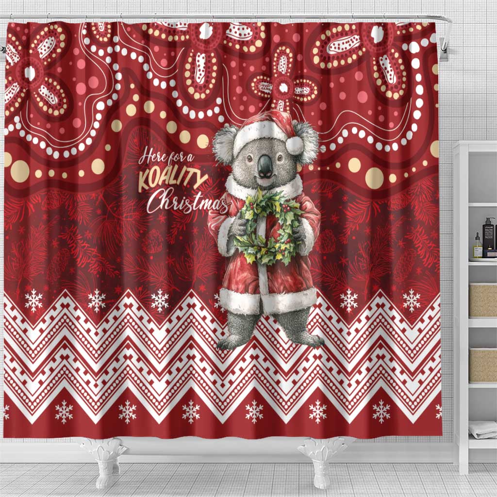 Here For A Koality Xmas Australia Abogirinal Shower Curtain Santa Koala - Aussie Hoodie