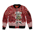 Here For A Koality Xmas Australia Abogirinal Sleeve Zip Bomber Jacket Santa Koala - Aussie Hoodie