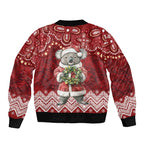 Here For A Koality Xmas Australia Abogirinal Sleeve Zip Bomber Jacket Santa Koala - Aussie Hoodie