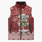 Here For A Koality Xmas Australia Abogirinal Sleeveless Puffer Jacket Santa Koala - Aussie Hoodie