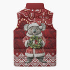 Here For A Koality Xmas Australia Abogirinal Sleeveless Puffer Jacket Santa Koala - Aussie Hoodie