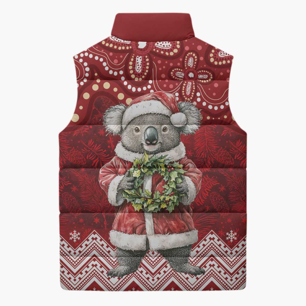 Here For A Koality Xmas Australia Abogirinal Sleeveless Puffer Jacket Santa Koala - Aussie Hoodie