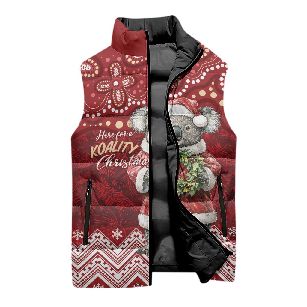 Here For A Koality Xmas Australia Abogirinal Sleeveless Puffer Jacket Santa Koala - Aussie Hoodie