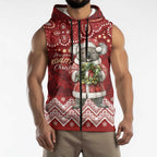 Here For A Koality Xmas Australia Abogirinal Sleeveless Zip Hoodie Santa Koala LT7