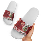 Here For A Koality Xmas Australia Abogirinal Slide Sandals Santa Koala - Aussie Hoodie