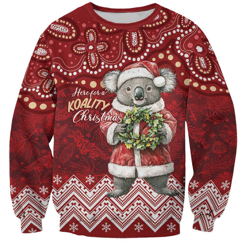 Here For A Koality Xmas Australia Abogirinal Sweatshirt Santa Koala - Aussie Hoodie