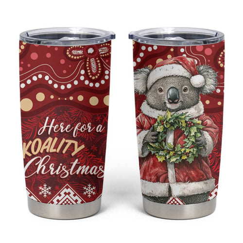 Here For A Koality Xmas Australia Abogirinal Tumbler Cup Santa Koala - Aussie Hoodie