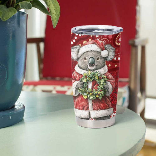 Here For A Koality Xmas Australia Abogirinal Tumbler Cup Santa Koala - Aussie Hoodie
