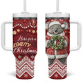 Here For A Koality Xmas Australia Abogirinal Tumbler With Handle Santa Koala - Aussie Hoodie