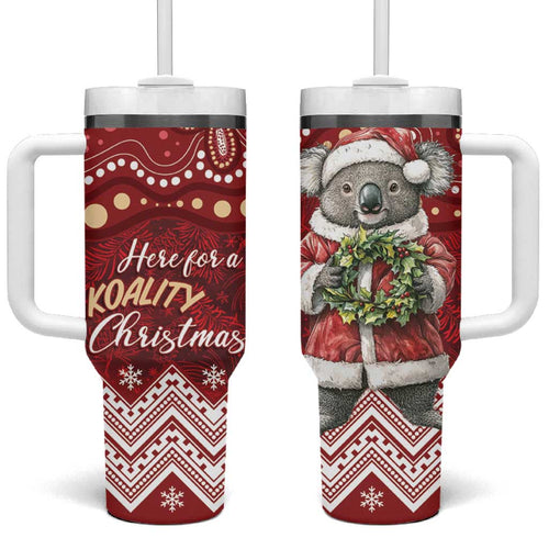 Here For A Koality Xmas Australia Abogirinal Tumbler With Handle Santa Koala - Aussie Hoodie
