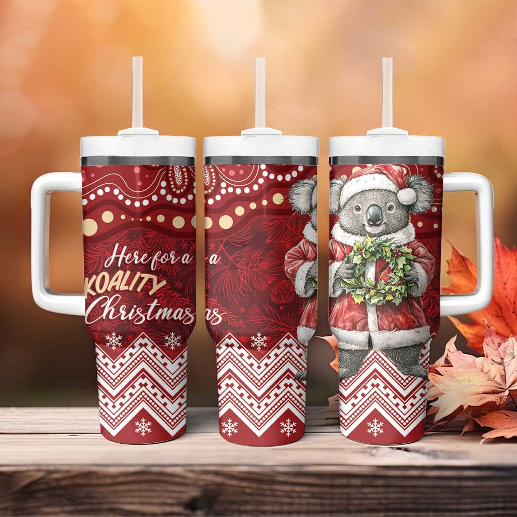 Here For A Koality Xmas Australia Abogirinal Tumbler With Handle Santa Koala - Aussie Hoodie