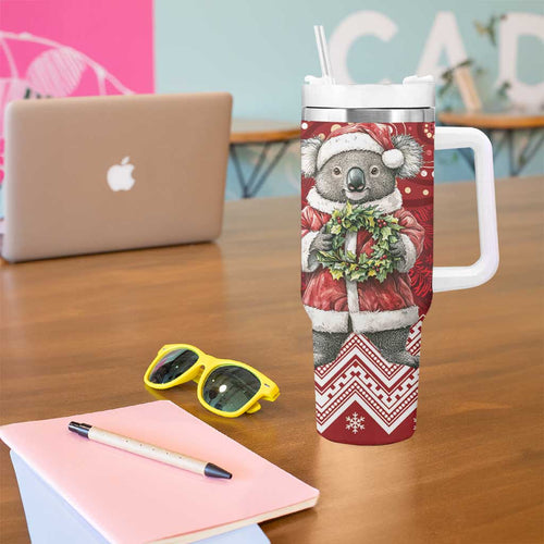 Here For A Koality Xmas Australia Abogirinal Tumbler With Handle Santa Koala - Aussie Hoodie