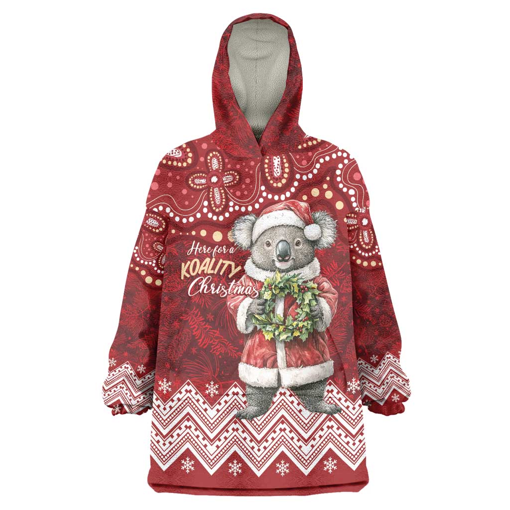 Here For A Koality Xmas Australia Abogirinal Wearable Blanket Hoodie Santa Koala - Aussie Hoodie