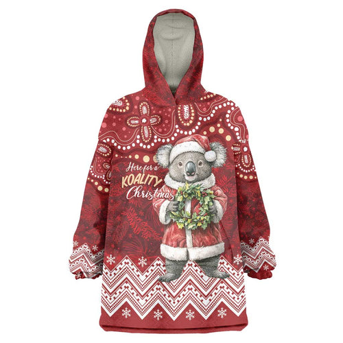Here For A Koality Xmas Australia Abogirinal Wearable Blanket Hoodie Santa Koala - Aussie Hoodie